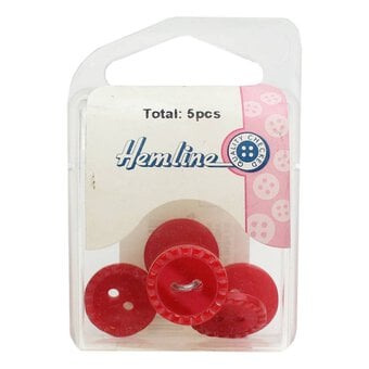 Hemline Red Basic Fancy Edge Button 5 Pack image number 2