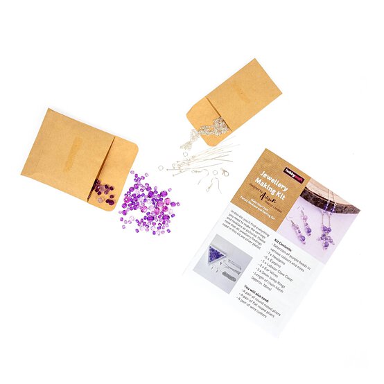 Artisan Make Your Own Purple Necklace and Earrings Kit image number 3