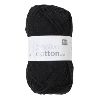 Rico Black Creative Cotton Aran Yarn 50 g