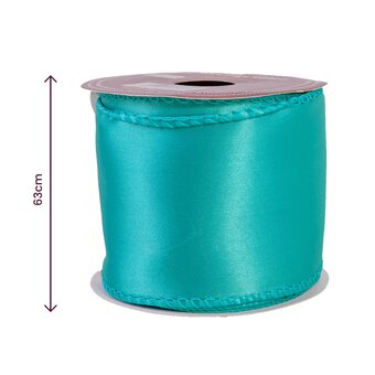 Turquoise Wire Edge Satin Ribbon 63mm x 3m image number 3