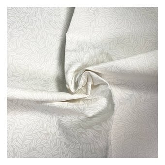White Cotton Textured Leaf Blender Fabric by the Metre