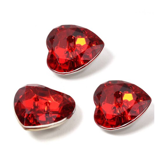 Hemline Red Novelty Crystal Button 3 Pack image number 1