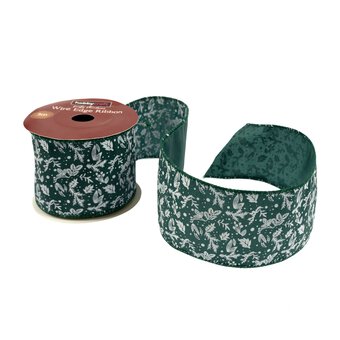 Festive Foliage Wire Edge Printed Ribbon 63mm x 3m