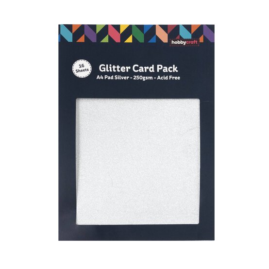 Silver Glitter Card A4 16 Pack image number 3
