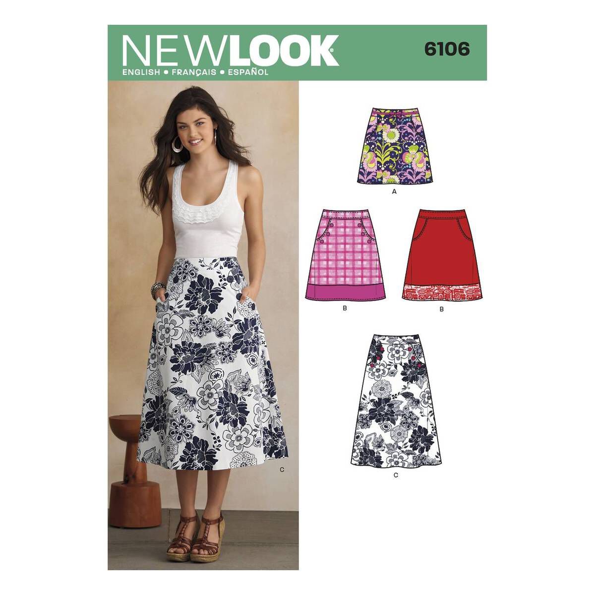 New Look Women's Skirts Sewing Pattern 6106 Hobbycraft