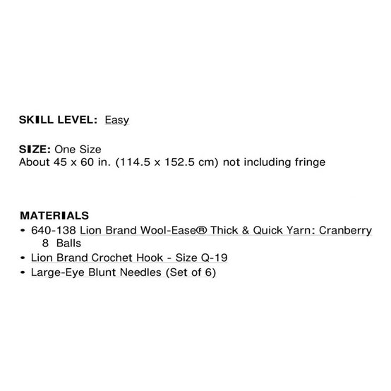 FREE PATTERN Lion Brand Thick and Quick 5 and a Half Hour Throw 90208AD image number 2