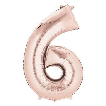 Extra Large Rose Gold Foil Number 6 Balloon