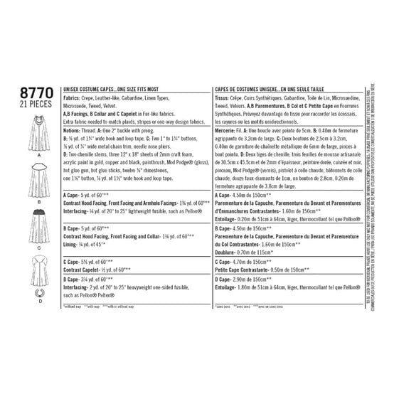 Simplicity Fantasy Cape Sewing Pattern 8770  image number 2
