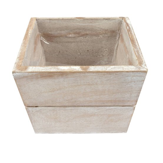 Natural Wooden Planter 12cm x 12cm x 9cm image number 3