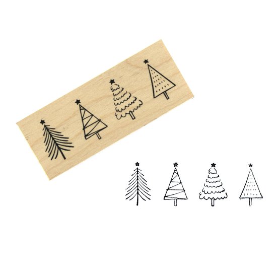 Christmas Trees Wooden Stamp 2.5cm x 6.4cm  image number 1