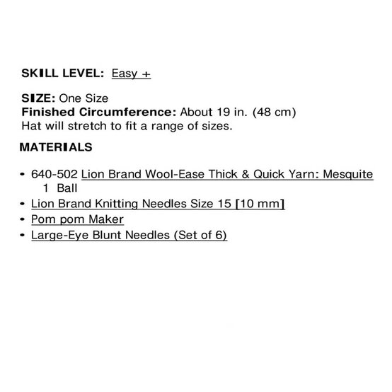 FREE PATTERN Lion Brand Thick and Quick Basic Hat L0410AD image number 2