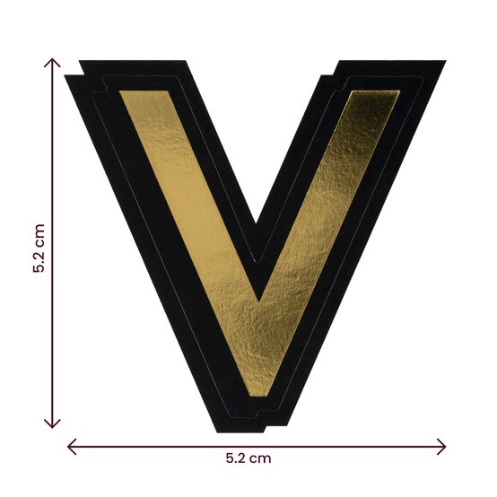Black and Gold Vinyl Letter V Sticker 5cm image number 4