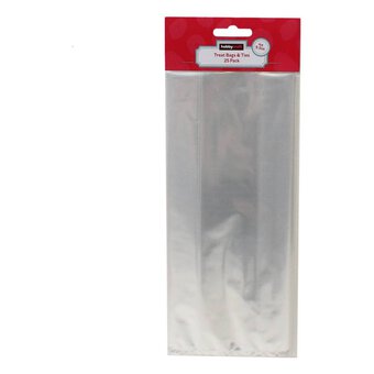 Clear Treat Bags with Ties 10 x 24cm 25 Pack image number 2