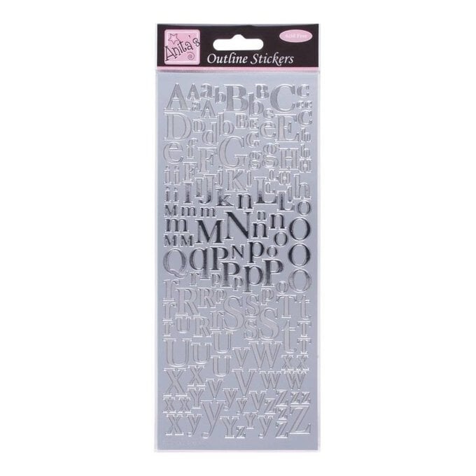 Outline Stickers Mixed Serif Alphabets Silver image number 1