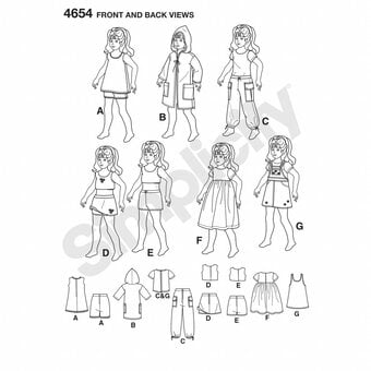 Simplicity Doll Clothing Sewing Pattern 4654 image number 3