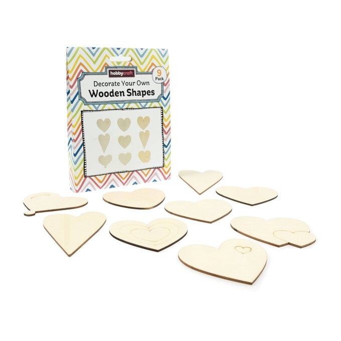 Decorate Your Own Heart Wooden Shapes 9 Pack  image number 1