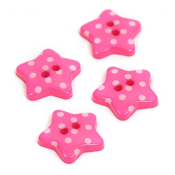 Hemline Hot Pink Novelty Star Button Button 4 Pack image number 1