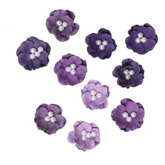 Purple Pearl Blossom Paper Flowers 20 Pack