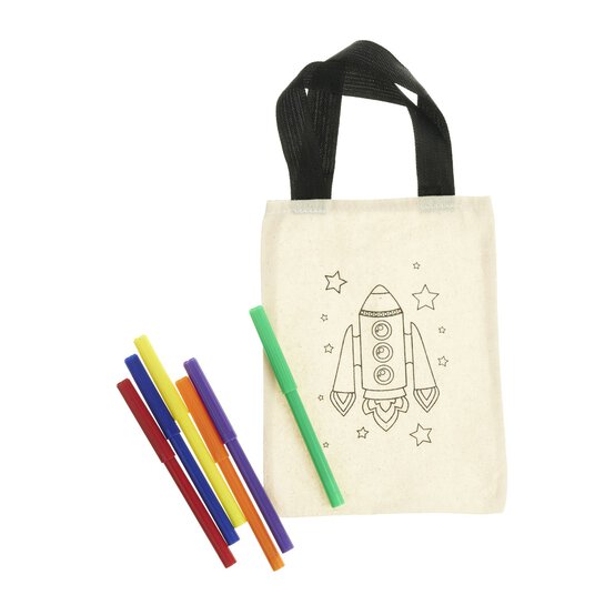 Rocket Colour-In Canvas Bag  image number 1