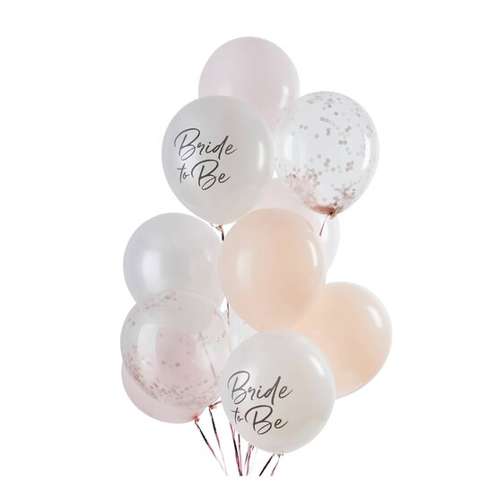 Rose Gold Bridal Party Balloons 12 Pack image number 1