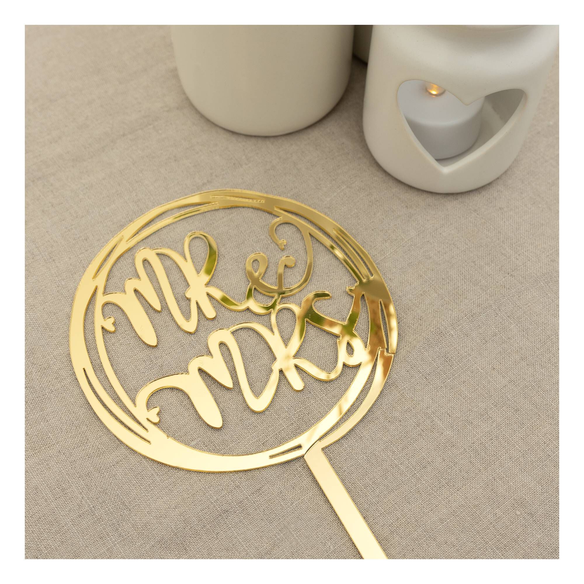Gold Mr and Mrs Acrylic Cake Topper | Hobbycraft
