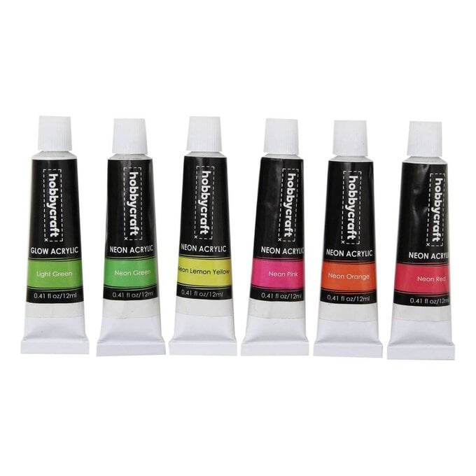 Neon Acrylic Paint Pots 12ml 6 Pack image number 1