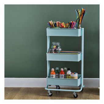 Mint Green Three Tier Storage Trolley image number 2
