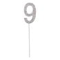 Silver Diamante Number 9 Cake Pick image number 1