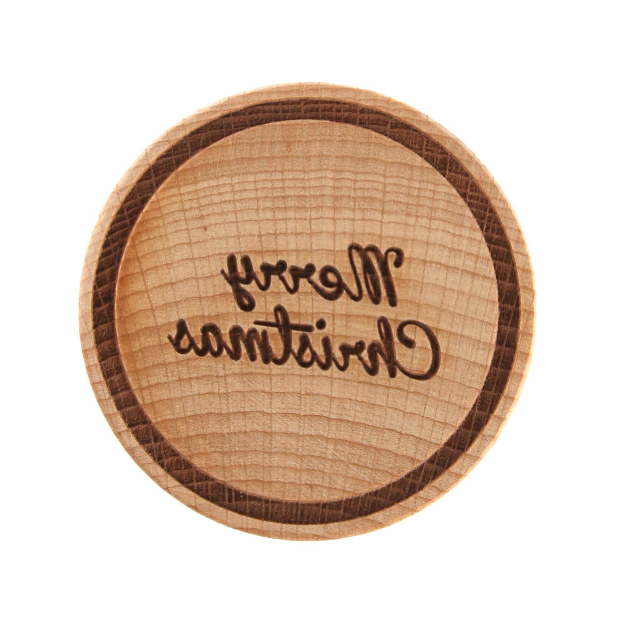 Merry Christmas Wooden Cookie Press 6cm Hobbycraft