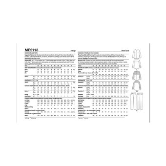 Know Me Men's Shirt and Trousers  Sewing Pattern ME2113 (MPP 44-50)