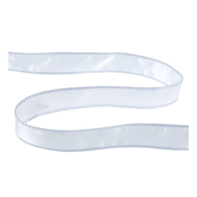 Light Silver Wire Edge Satin Ribbon 25mm x 3m image number 1