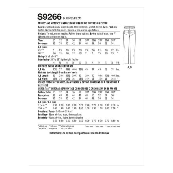 Simplicity Vintage Jeans Sewing Pattern S9266 (20-28) image number 2