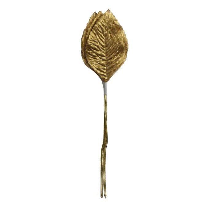 Gold Wired Rose Leaves 12 Pack image number 1