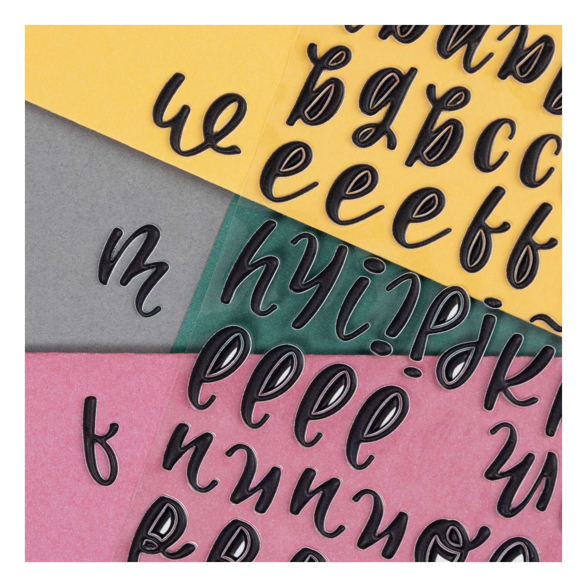 Matt Black Lowercase Puffy Script Alphabet Stickers | Hobbycraft