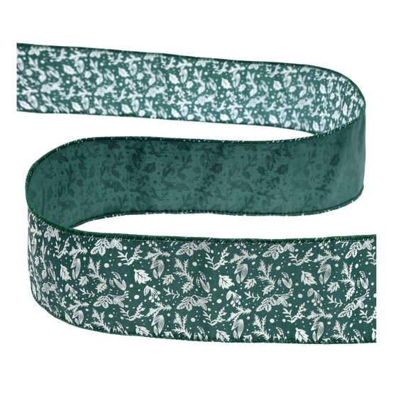 Festive Foliage Wire Edge Printed Ribbon 63mm x 3m image number 2
