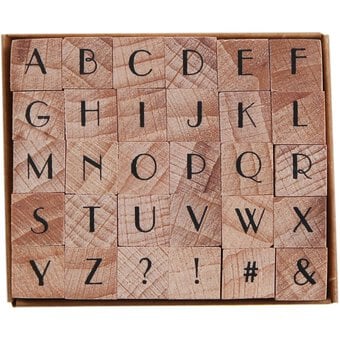 Art Deco Mini Alphabet Wooden Stamp Set 30 Pieces image number 3