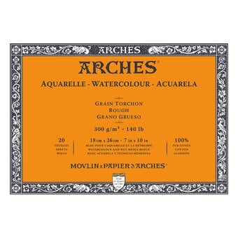 Arches Rough 300g Watercolour Paper 18cm x 26cm 20 Sheets