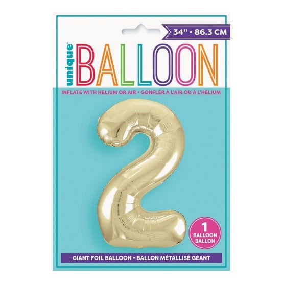 Giant Gold Foil Balloon Number 2 image number 1