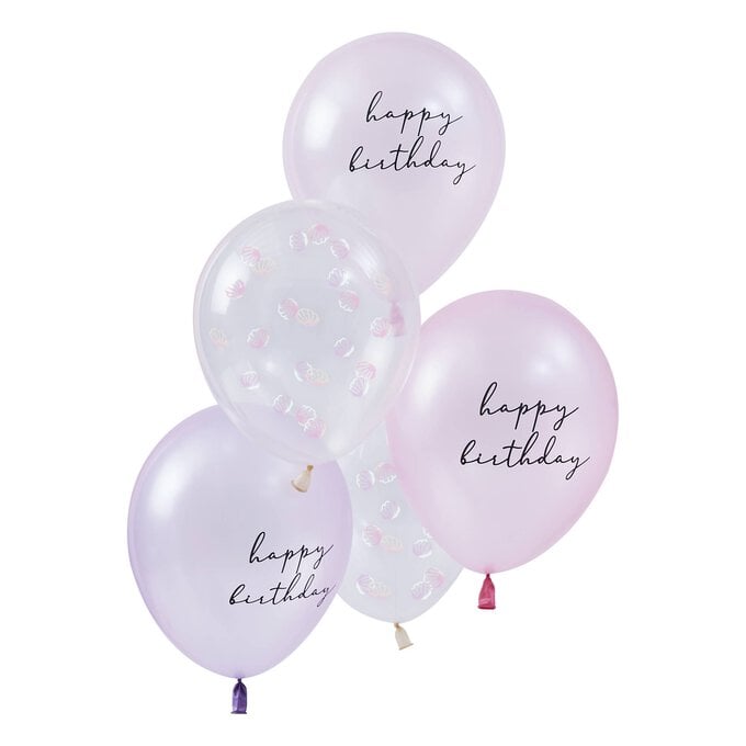 Ginger Ray Pink and Shell Confetti Balloons 5 Pack image number 1