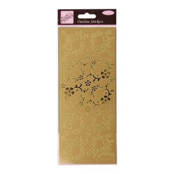 Outline Stickers Fanciful Floral Corners Gold