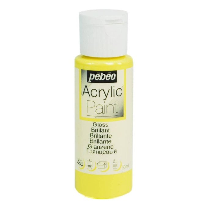 Pebeo Bright Yellow Gloss Acrylic Craft Paint 59ml image number 1