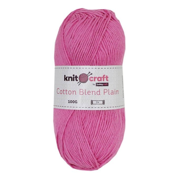 Knitcraft Hot Pink Cotton Blend Plain DK Yarn 100g