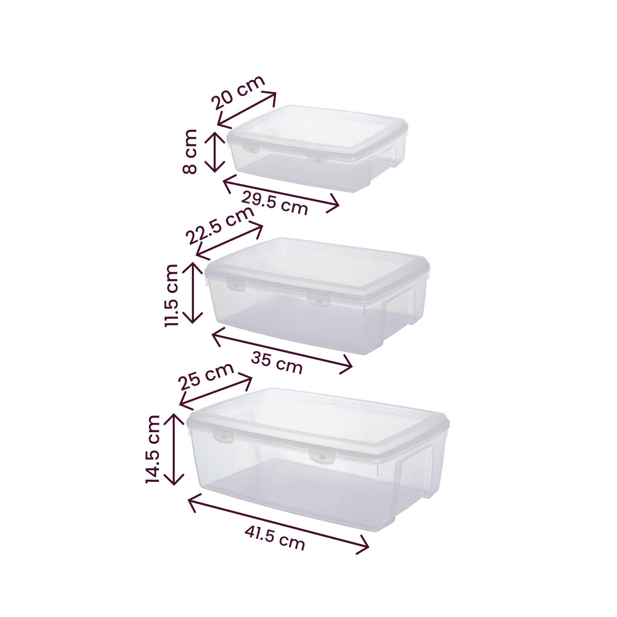 Whitefurze Hinged Allstore Storage Boxes Set 3 Pack Hobbycraft