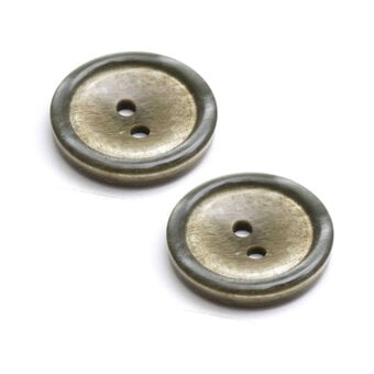 Hemline Olive Green Round Rimmed Buttons 20mm 2 Pack