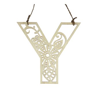 Wooden Filigree Hanging Letter Y 12cm