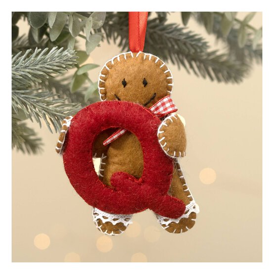 Hanging Gingerbread Felt Letter Q Decoration image number 1