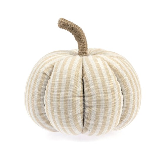 White Cotton Striped Pumpkin 12cm image number 1