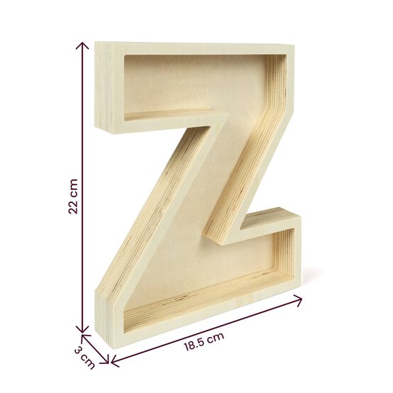 Wooden Fillable Letter Z 22cm image number 4