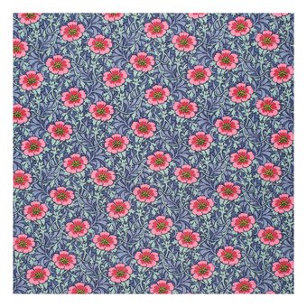 Tilda Hibernation Winter Rose Blue Fabric by the Metre