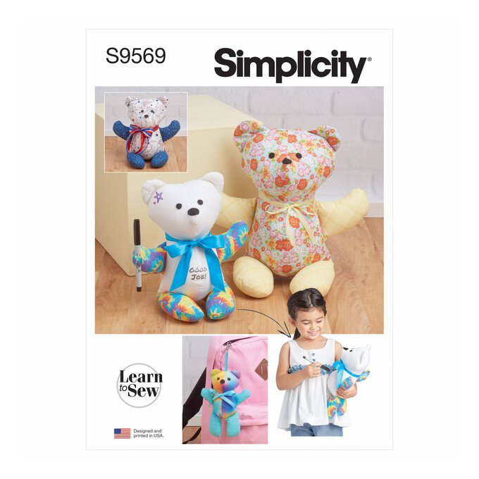 Simplicity Plush Memory Bears Sewing Pattern S9569 image number 1